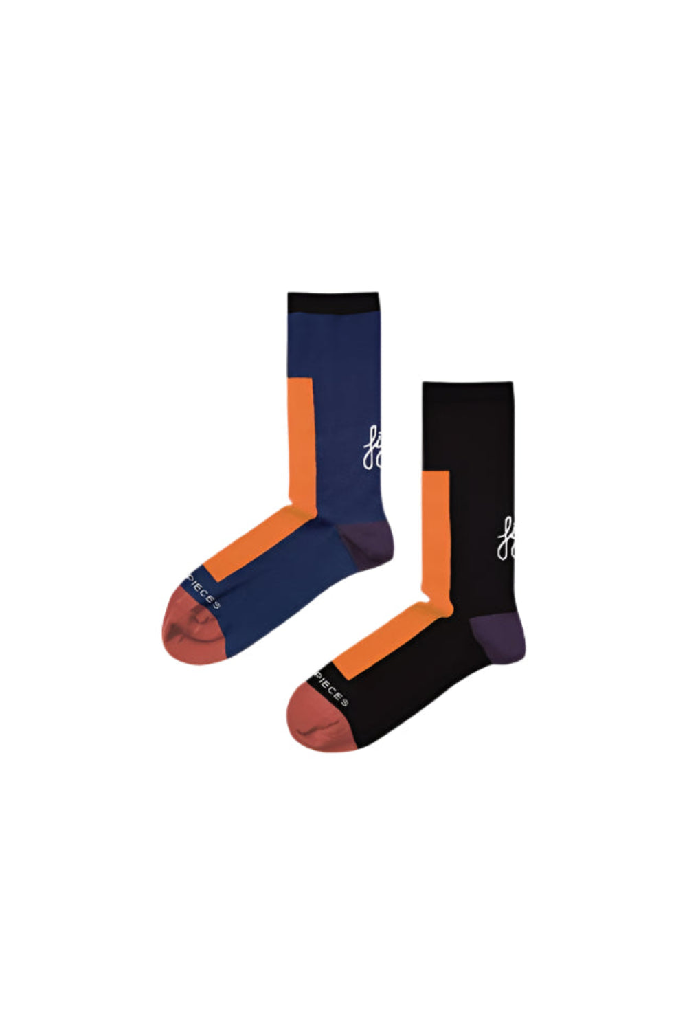 Fifty Pieces-Turuncu Lacivert Kontrast Şeritli Çorap-Çorap-1-Milagron.com