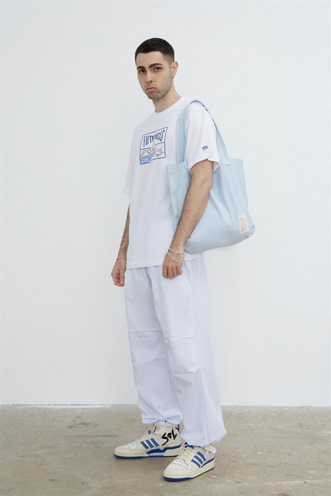 Fifty Pieces-Vintage Açık Mavi Tote Bez Çanta-Bez Çanta-5-Milagron.com