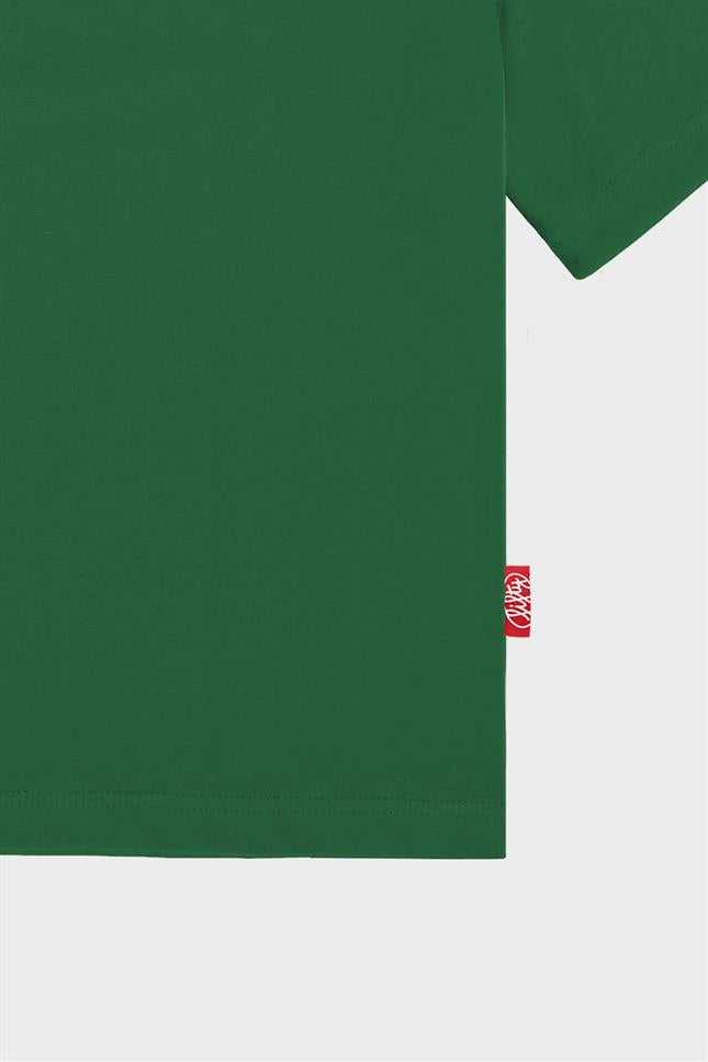 Fifty Pieces-Yeşil Düşük Omuzlu Sırt Baskılı T-Shirt-T-Shirts-10-Milagron.com