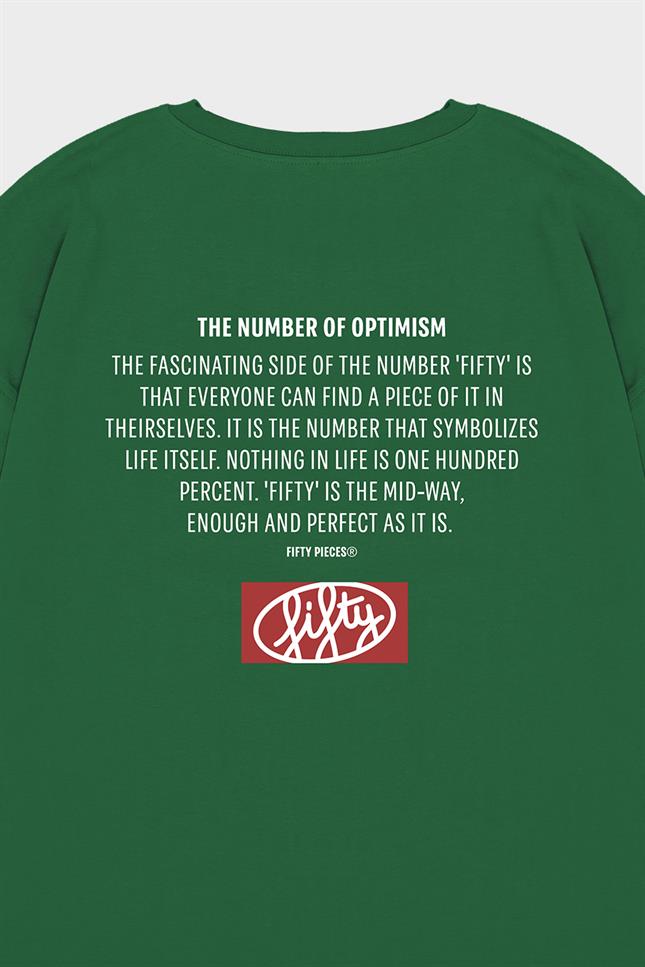 Fifty Pieces-Yeşil Düşük Omuzlu Sırt Baskılı T-Shirt-T-Shirts-9-Milagron.com