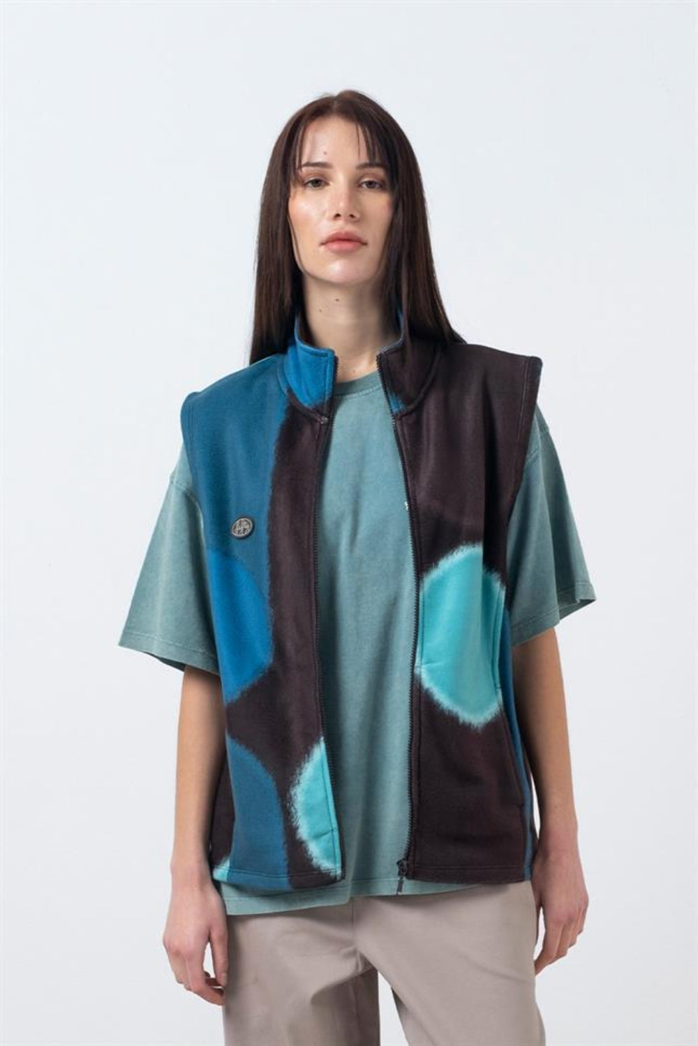 Fifty Pieces-Yeşil Fermuarlı Polar Yelek-Yelek-1-Milagron.com