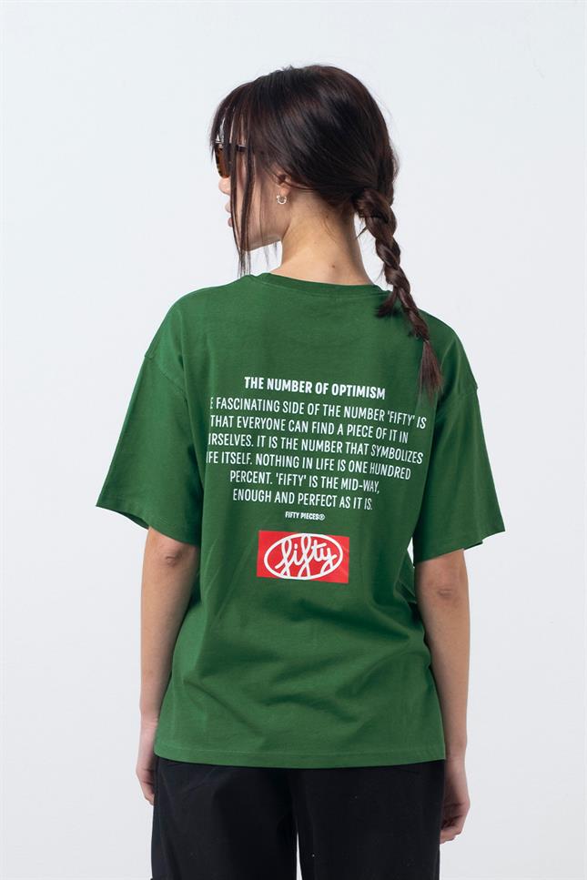 Fifty Pieces-Yeşil Oversize Sırt Baskılı T-Shirt-T-Shirts-3-Milagron.com