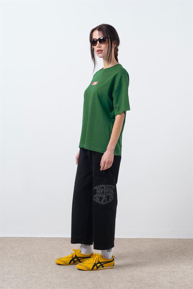 Fifty Pieces-Yeşil Oversize Sırt Baskılı T-Shirt-T-Shirts-5-Milagron.com
