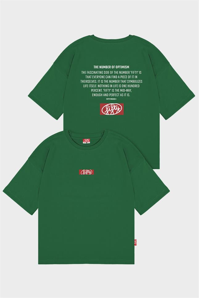 Fifty Pieces-Yeşil Oversize Sırt Baskılı T-Shirt-T-Shirts-6-Milagron.com