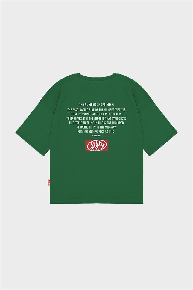 Fifty Pieces-Yeşil Oversize Sırt Baskılı T-Shirt-T-Shirts-9-Milagron.com