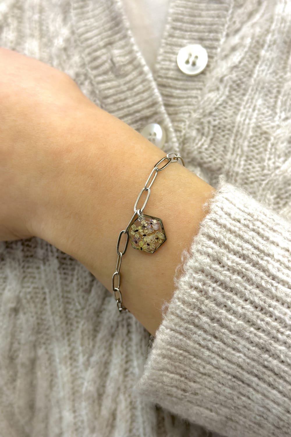 Fiorel Design-Golden Garden Rhodium - Lilac Bileklik-Bileklik-2-Milagron.com