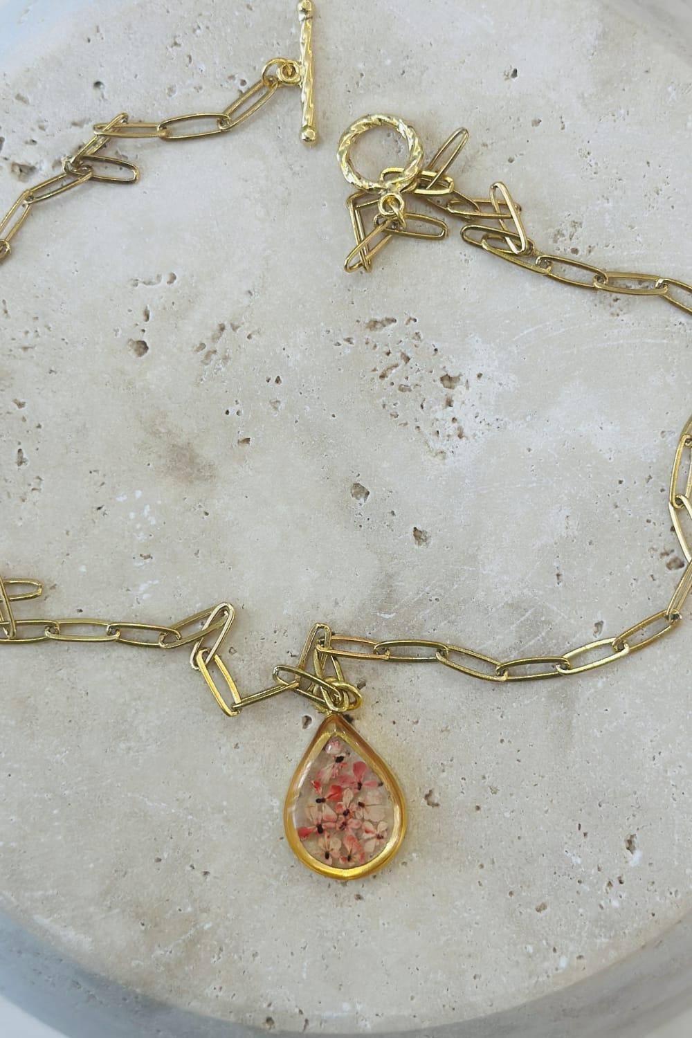 Fiorel Design-Golden Garden Teardrop - Pink-Kolye-3-Milagron.com