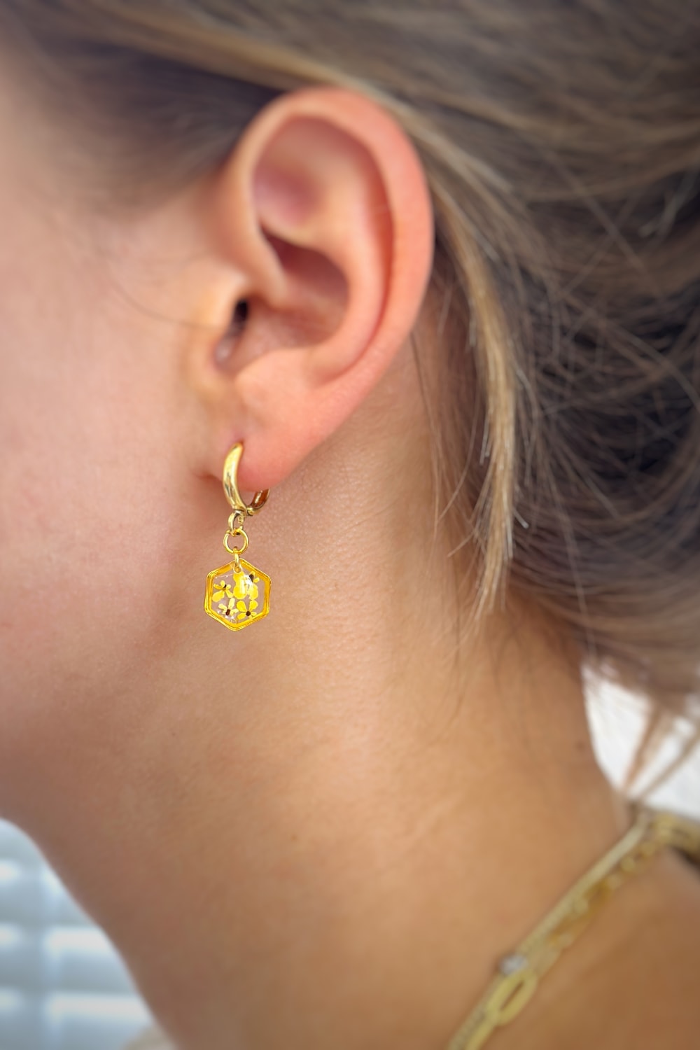 Fiorel Design-Teeny Weeny Drop Hexagon - Yellow-Kolye-2-Milagron.com