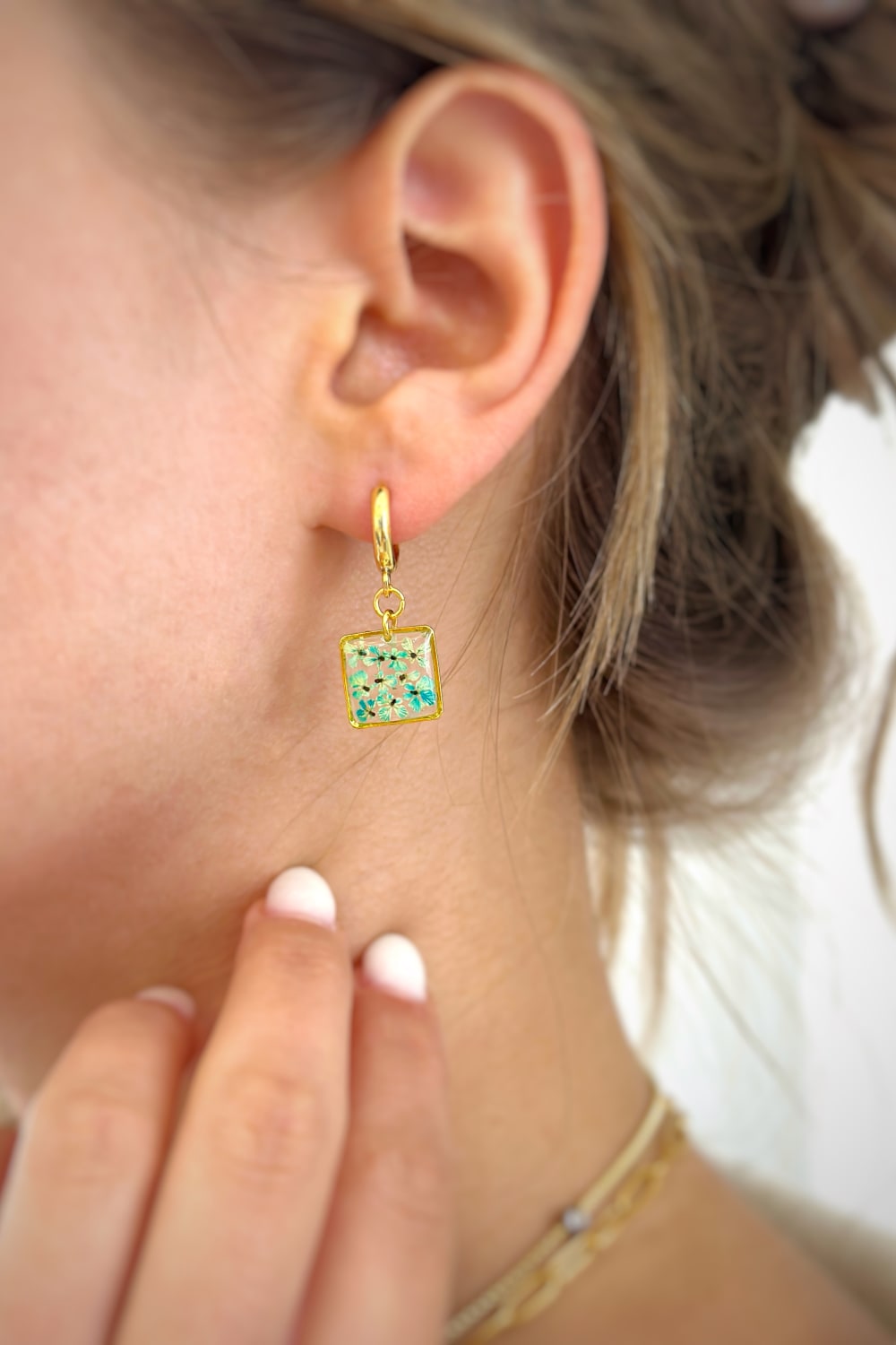 Fiorel Design-Teeny Weeny Drop Square - Blue-Küpe-2-Milagron.com