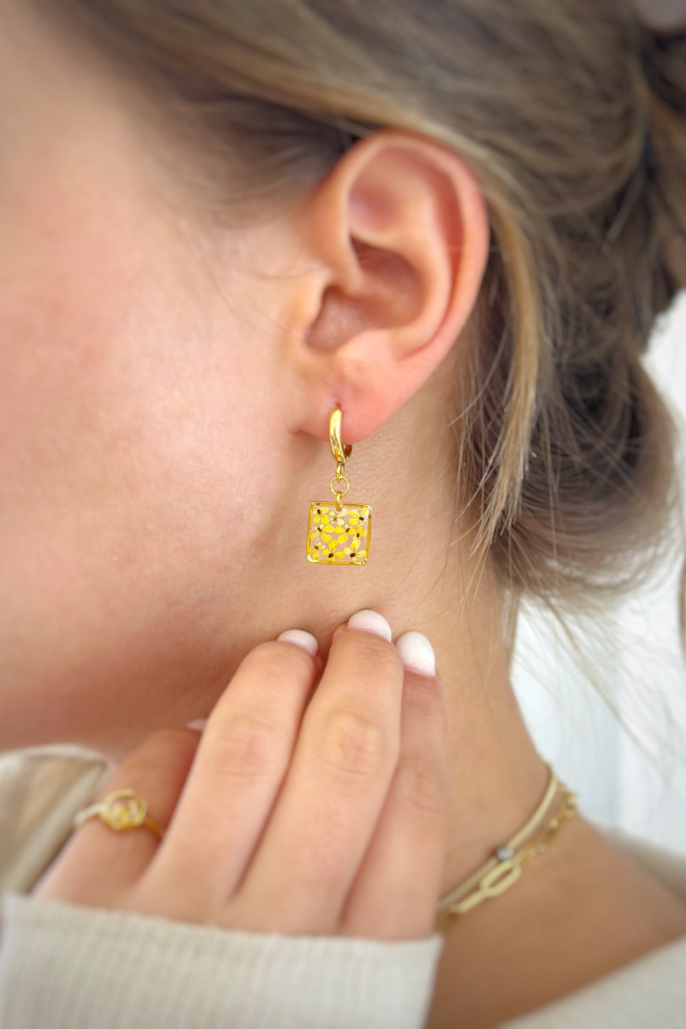 Fiorel Design-Teeny Weeny Drop Square - Yellow-Küpe-2-Milagron.com