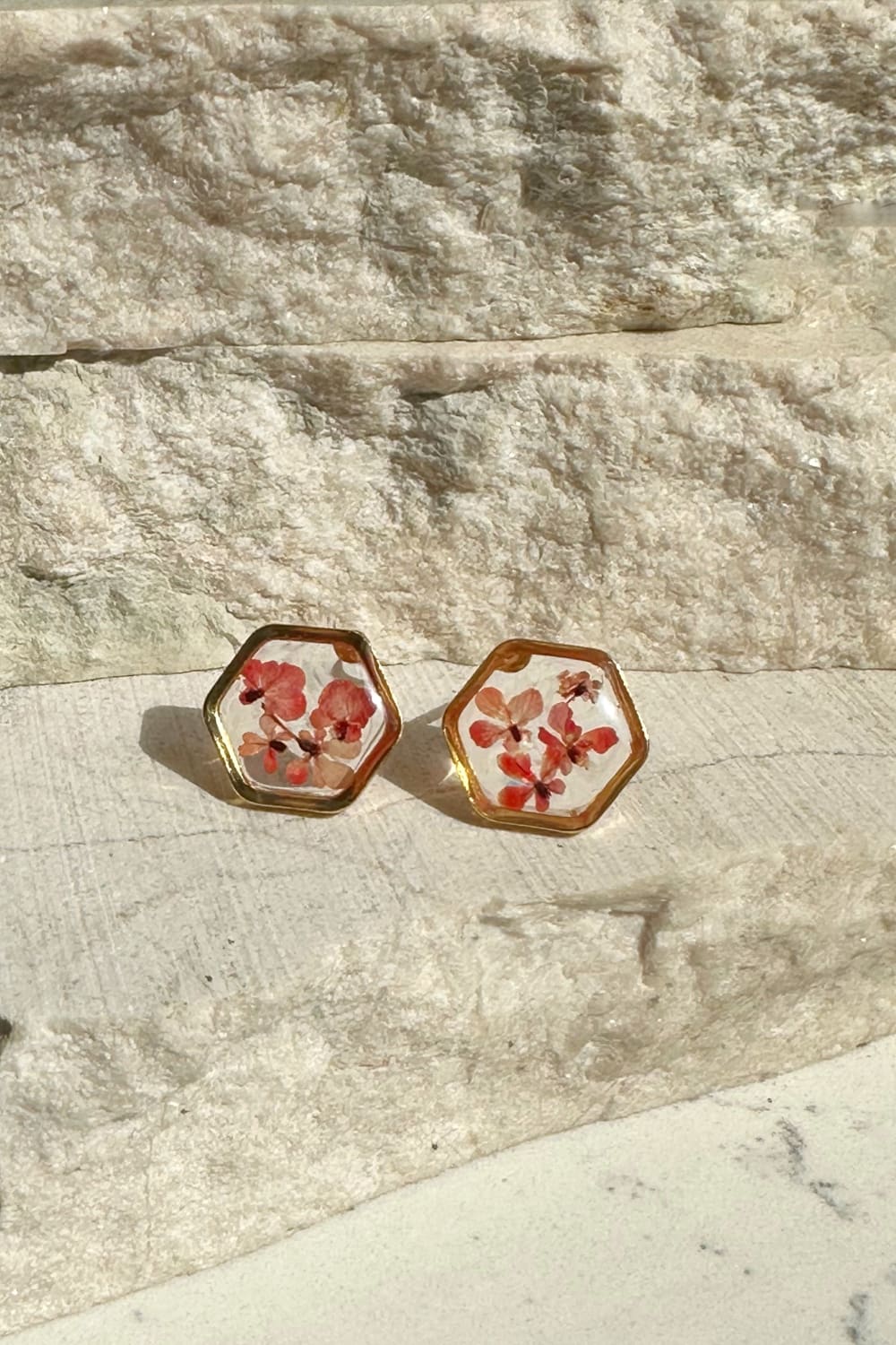 Fiorel Design-Teeny Weeny Hexagon - Pink Küpe-Küpe-1-Milagron.com