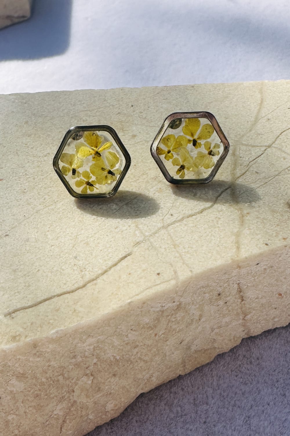 Fiorel Design-Teeny Weeny Hexagon Rhodium - Yellow-Küpe-1-Milagron.com