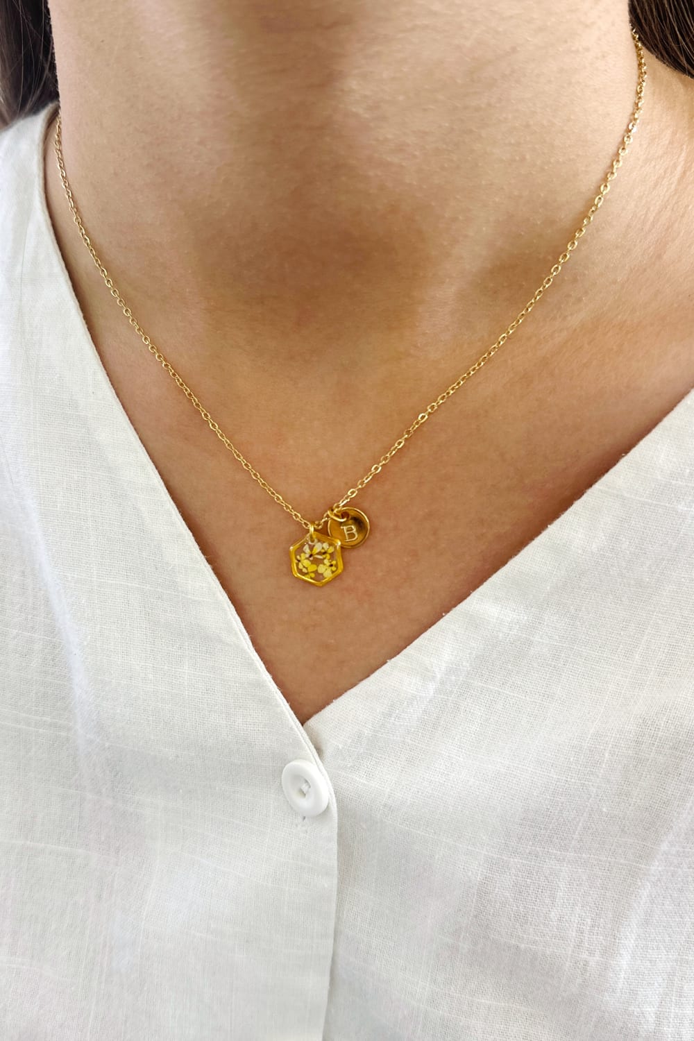 Fiorel Design-Teeny Weeny Hexagon - Yellow-Kolye-1-Milagron.com