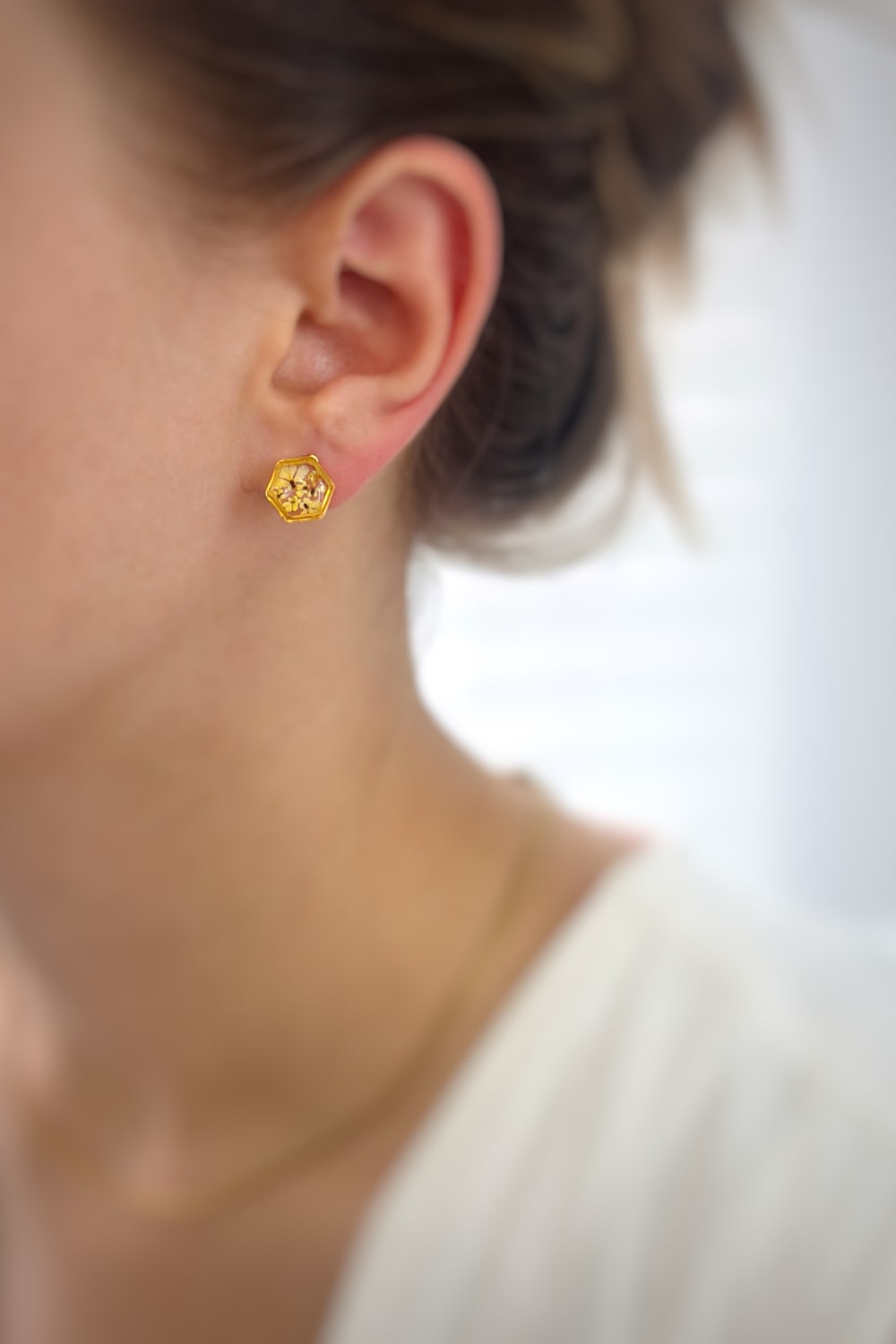 Fiorel Design-Teeny Weeny Hexagon - Yellow Küpe-Küpe-2-Milagron.com