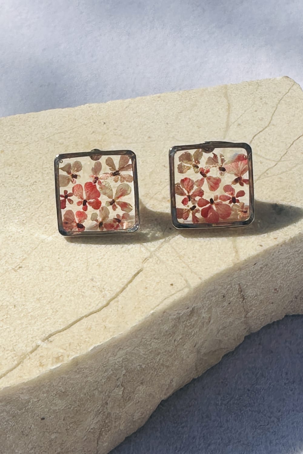 Fiorel Design-Teeny Weeny Square Rhodium - Pink-Küpe-3-Milagron.com