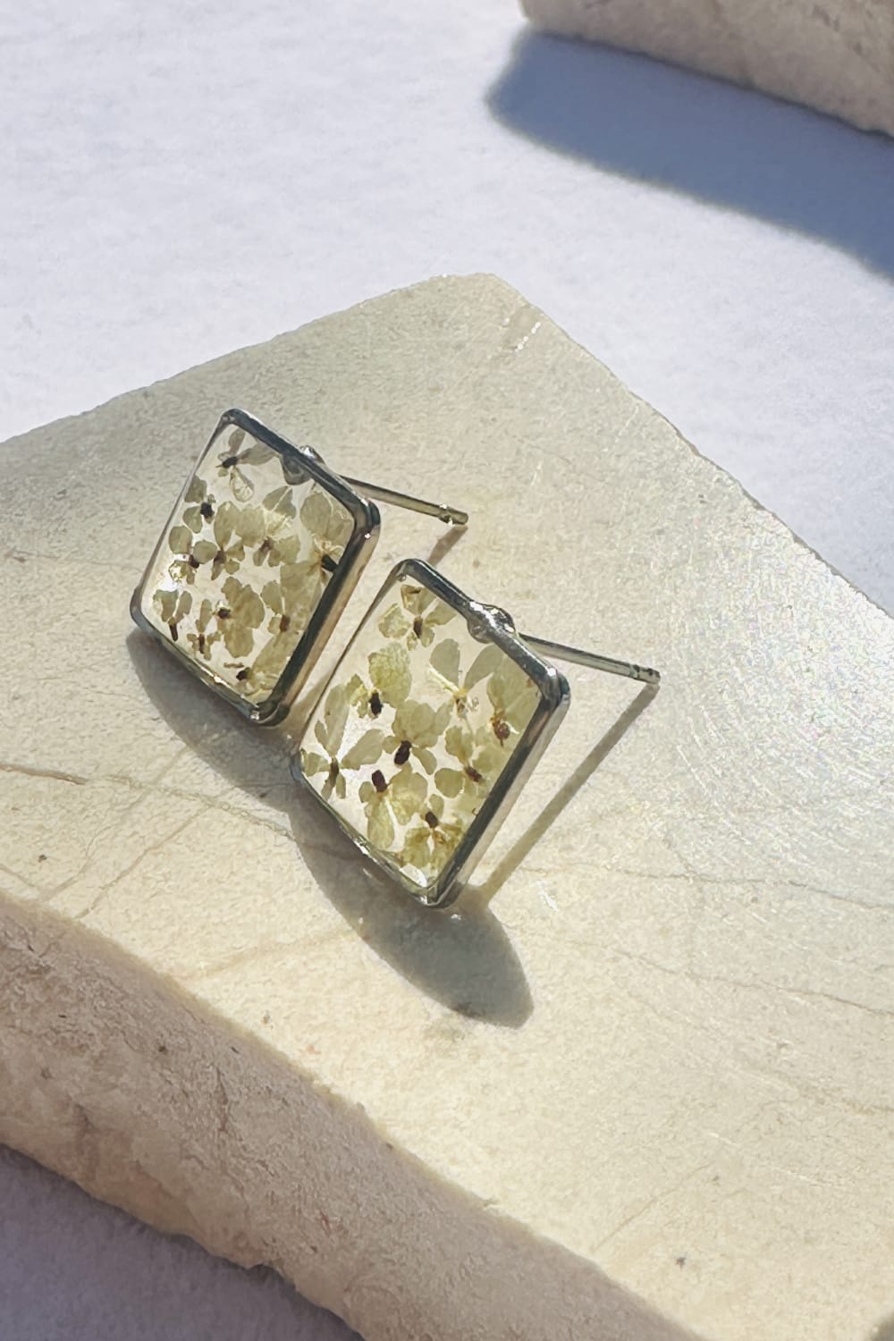 Fiorel Design-Teeny Weeny Square Rhodium - White-Küpe-3-Milagron.com