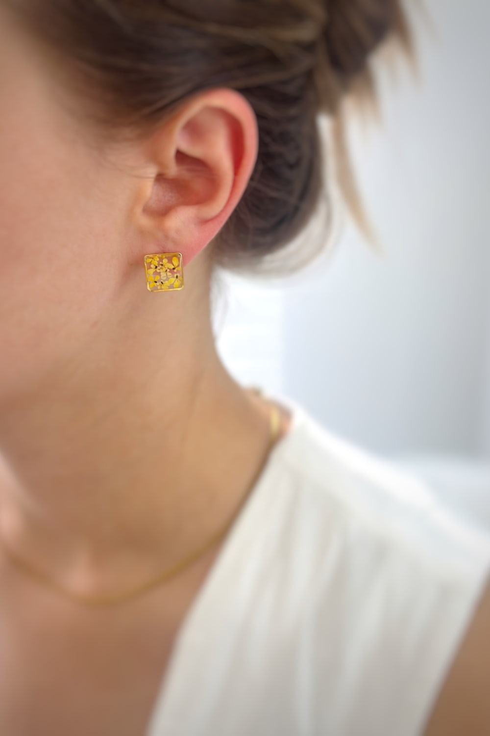 Fiorel Design-Teeny Weeny Square - Yellow Küpe-Küpe-2-Milagron.com