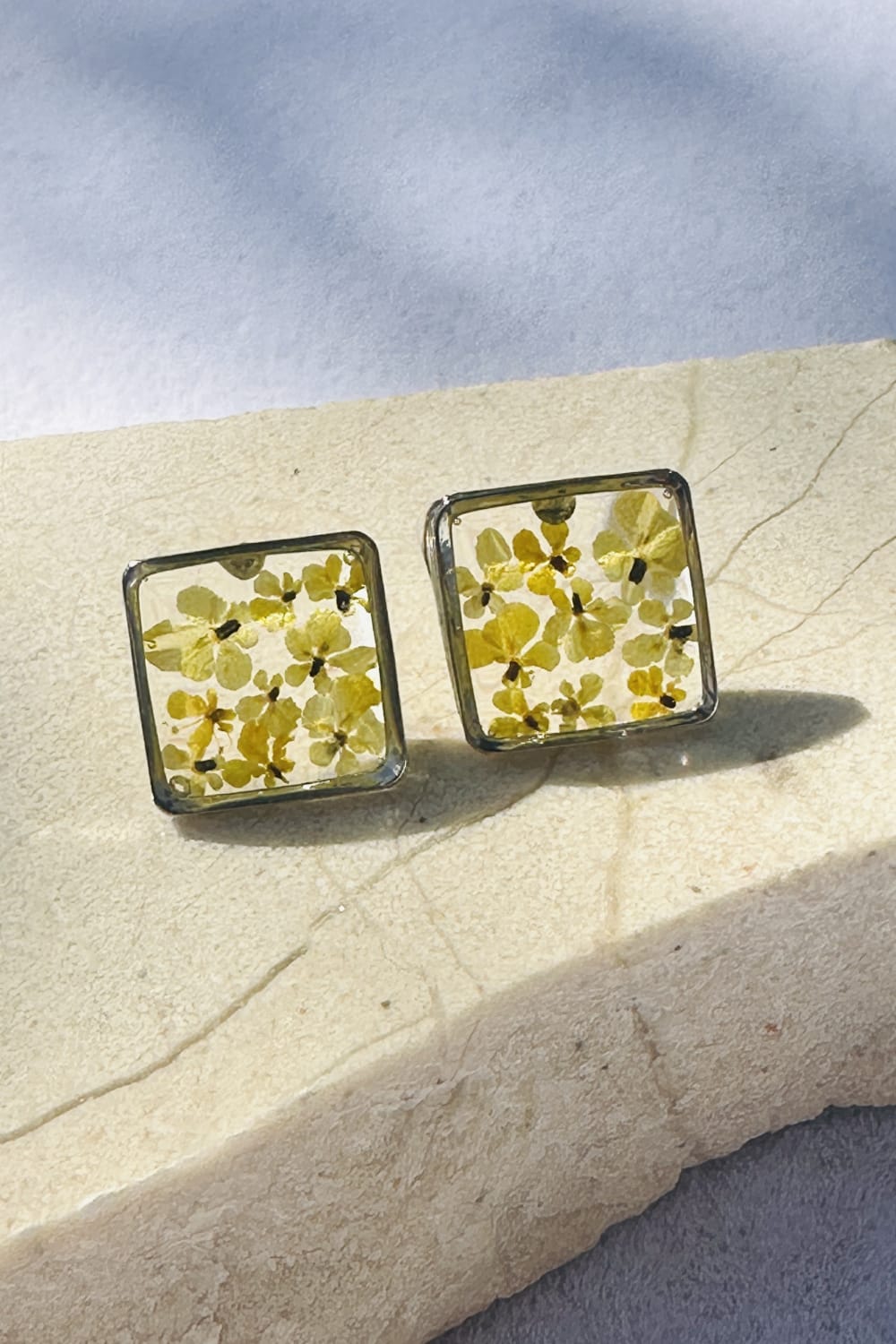Fiorel Design-Tiny Garden Square Rhodium - Yellow-Küpe-1-Milagron.com