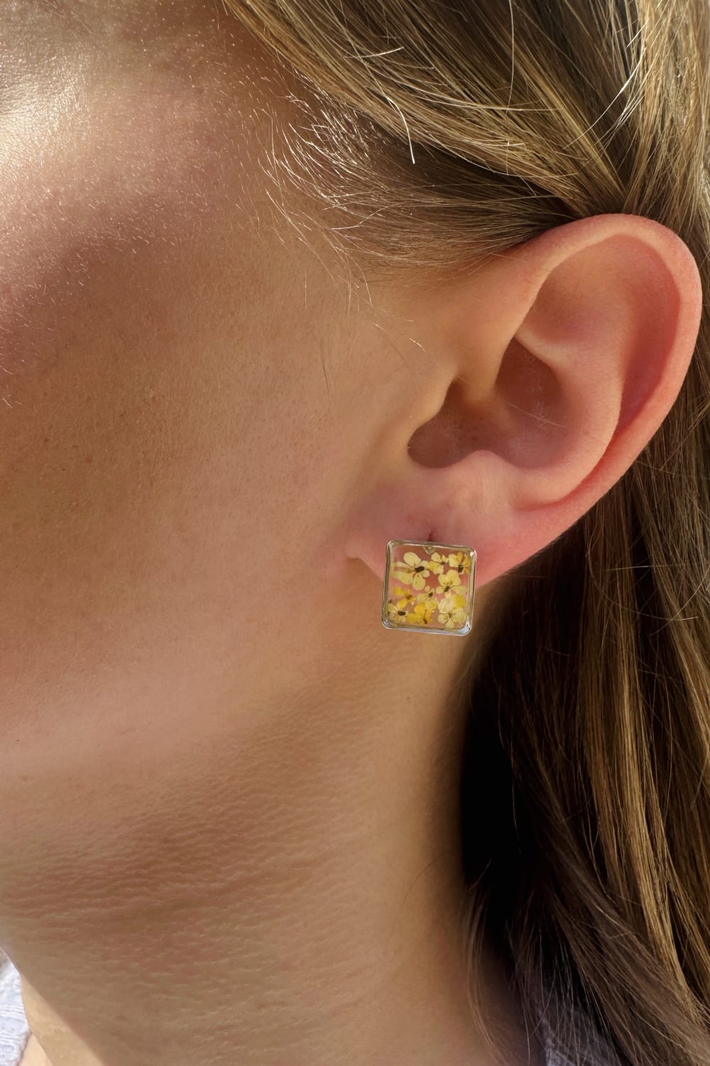 Fiorel Design-Tiny Garden Square Rhodium - Yellow-Küpe-2-Milagron.com