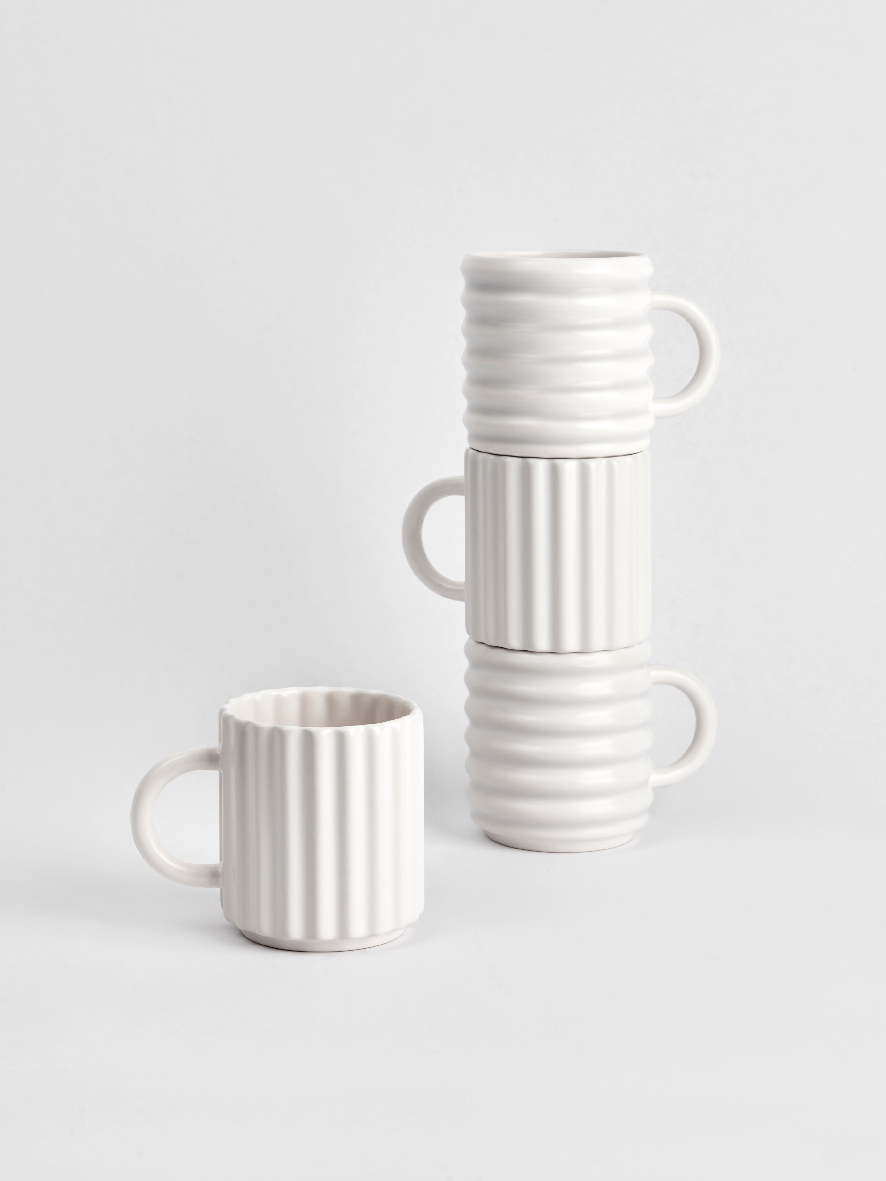 White Ripple Mug Set Of 2