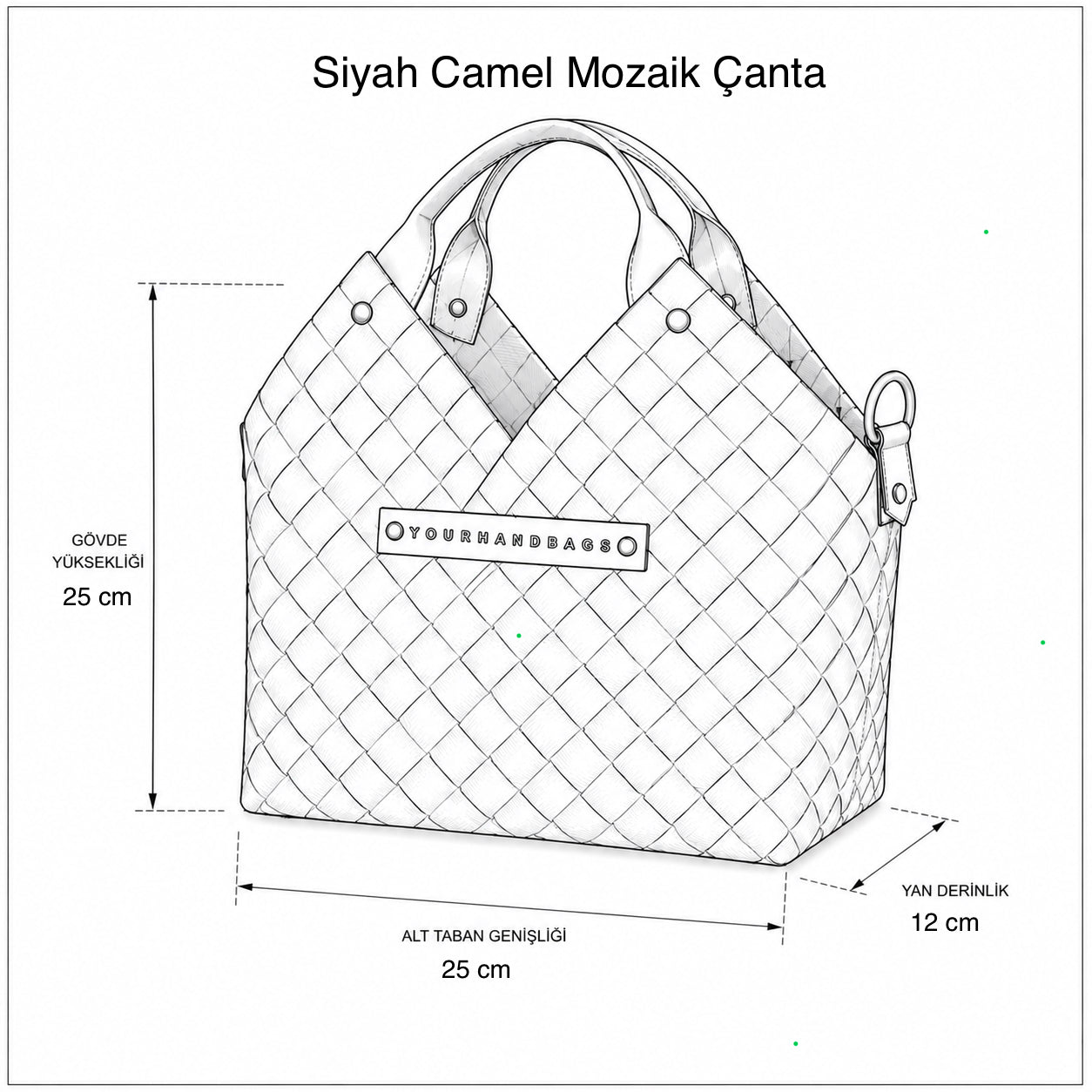 Mozaik Çanta - Siyah Camel
