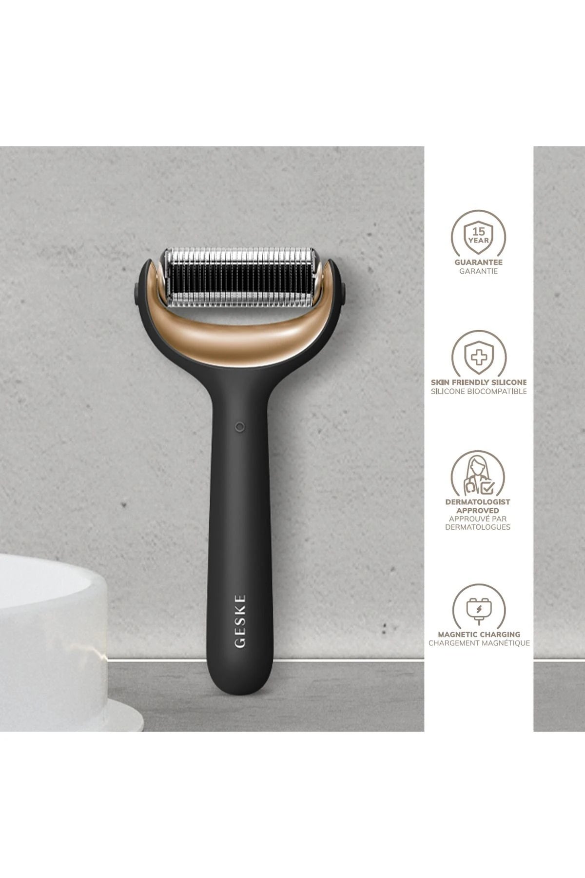 Geske-Mikro İğneli, Buz Başlığı, Pembe Kuvars Başlıklı Dermaroller | Micro Needle Face & Body Roller-Cilt Bakım Aletleri-13-Milagron.com