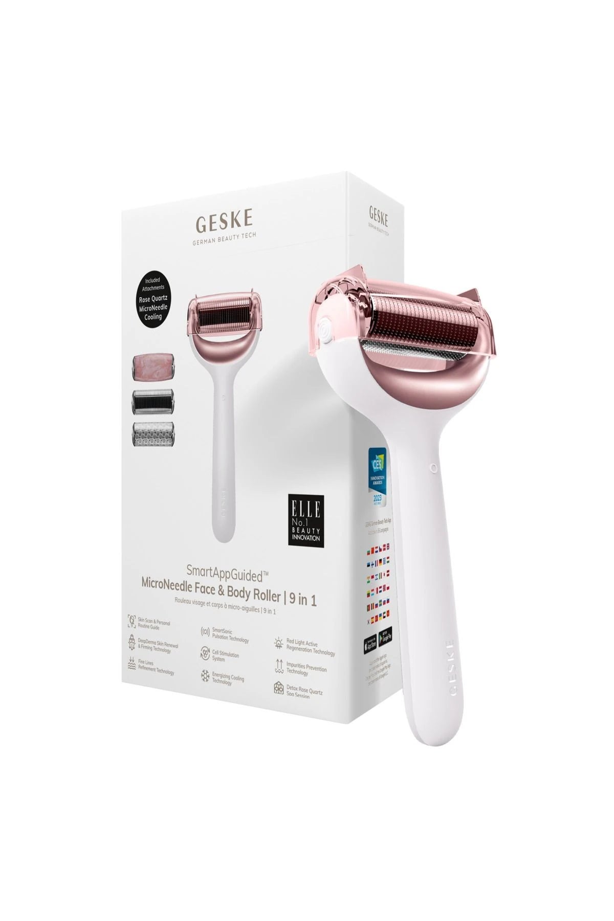 Geske-Mikro İğneli, Buz Başlığı, Pembe Kuvars Başlıklı Dermaroller | Micro Needle Face & Body Roller-Cilt Bakım Aletleri-25-Milagron.com