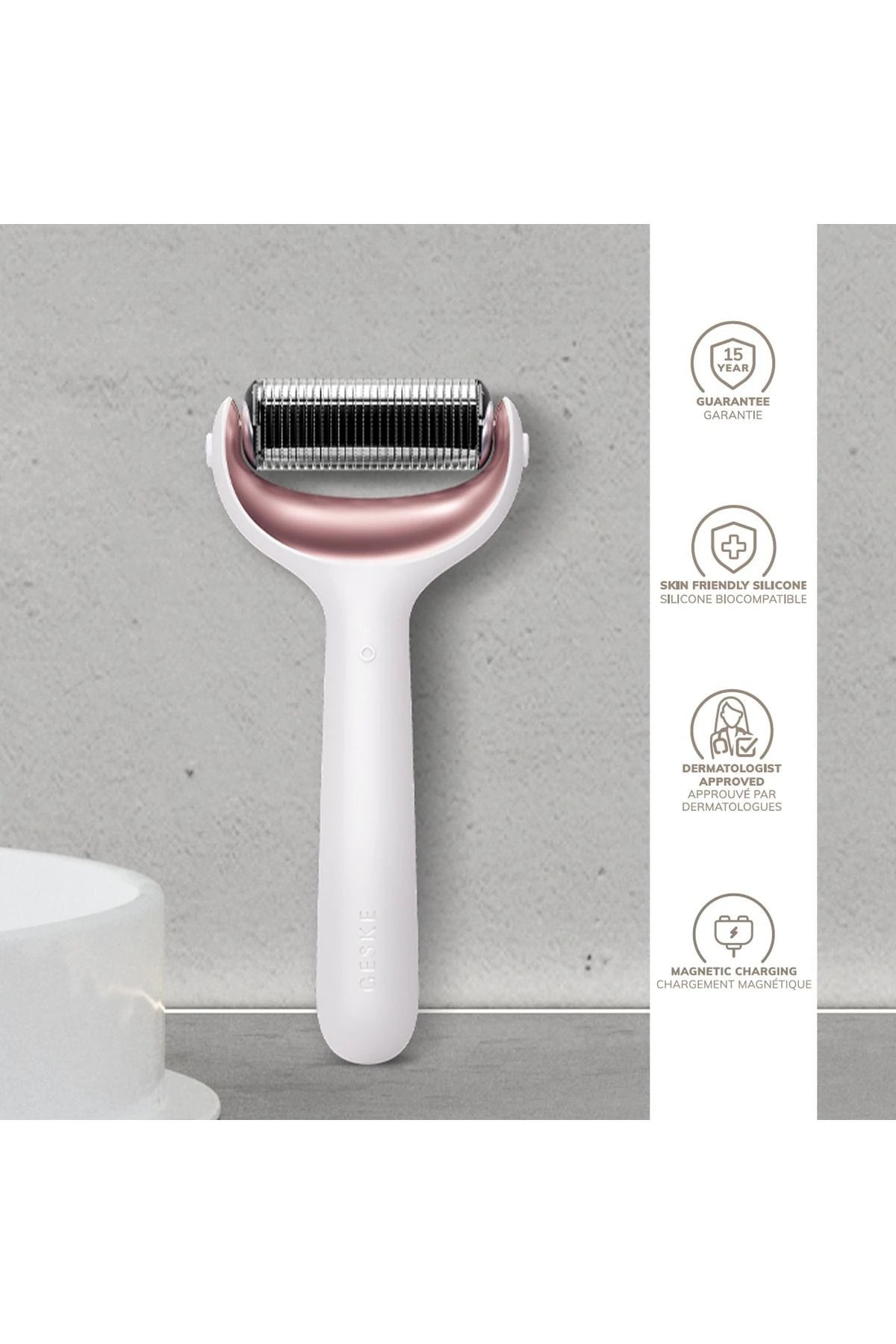 Geske-Mikro İğneli, Buz Başlığı, Pembe Kuvars Başlıklı Dermaroller | Micro Needle Face & Body Roller-Cilt Bakım Aletleri-27-Milagron.com