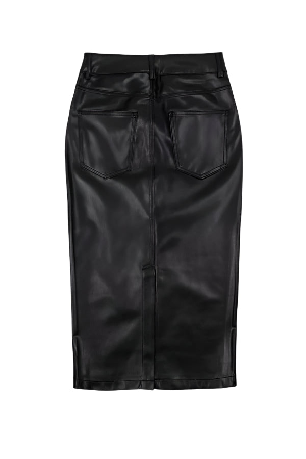 GMG Firenze-%100 Deri Yırtmaçlı Kadın Etek-Etek-5-Milagron.com