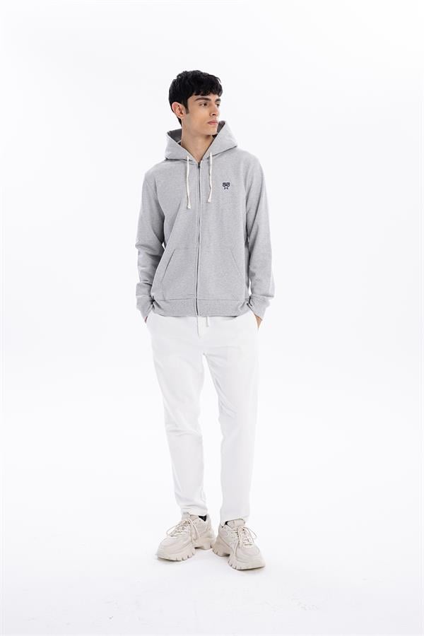 GMG Firenze-%100 Pamuk Kapüşonlu Göğsü Nakışlı Fermuarlı Erkek Sweatshirt-SWEATSHIRT-2-Milagron.com