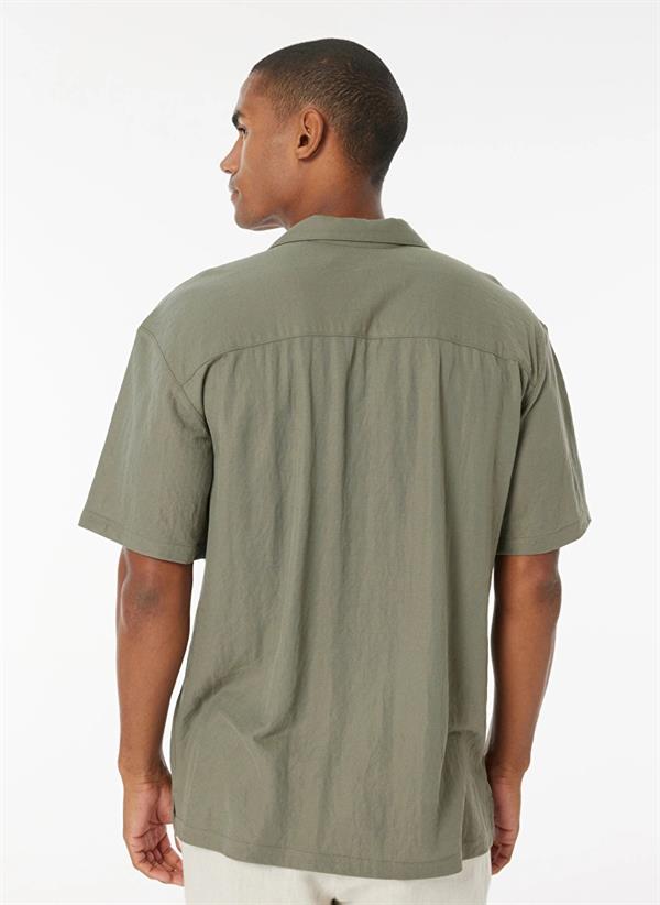 GMG Firenze-Apaj Yaka Kısa Kollu örme Slim Fit Erkek Gömlek-Summer'25-5-Milagron.com