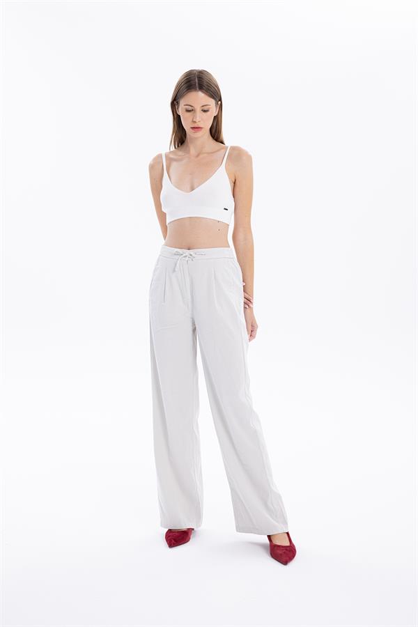 GMG Firenze-Bağcıklı Bol Paça Cepli Kadın Dokuma Pantolon-//Özel Fi̇yatlar-4-Milagron.com