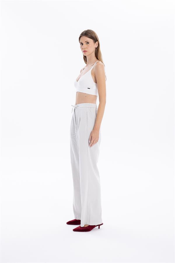 GMG Firenze-Bağcıklı Bol Paça Cepli Kadın Dokuma Pantolon-//Özel Fi̇yatlar-5-Milagron.com