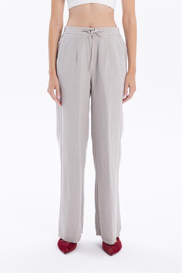 GMG Firenze-Bağcıklı Cep Detaylı Oversize Kadın Dokuma Pantolon-//Özel Fi̇yatlar-1-Milagron.com