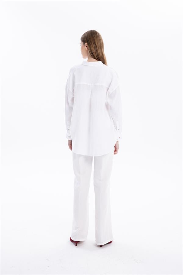 GMG Firenze-Bağcıklı Cep Detaylı Oversize Kadın Dokuma Pantolon-//Özel Fi̇yatlar-12-Milagron.com