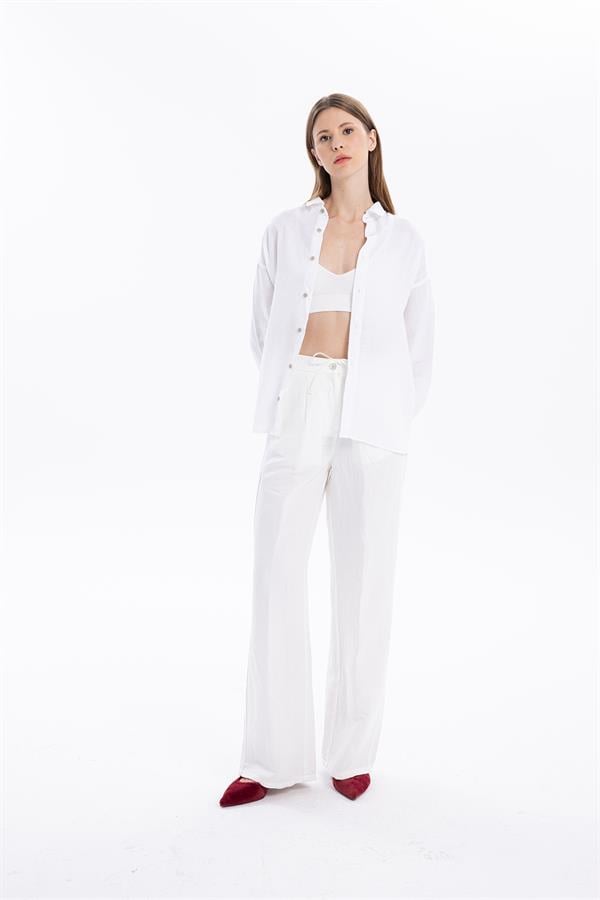 GMG Firenze-Bağcıklı Cep Detaylı Oversize Kadın Dokuma Pantolon-//Özel Fi̇yatlar-9-Milagron.com