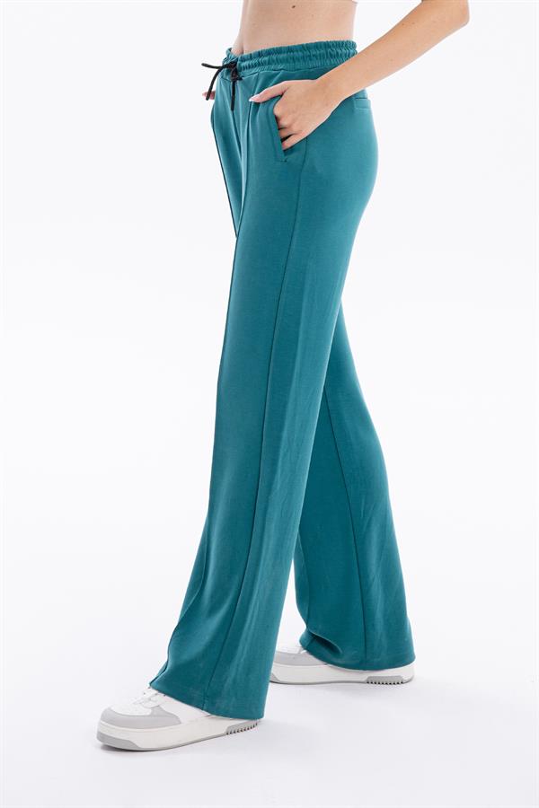 GMG Firenze-Bağcıklı Nervürlü Modal Bol Paça Örme Pantolon-Eşofman-3-Milagron.com