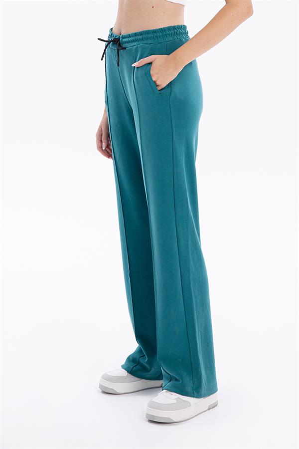 GMG Firenze-Bağcıklı Nervürlü Modal Bol Paça Örme Pantolon-Eşofman-4-Milagron.com