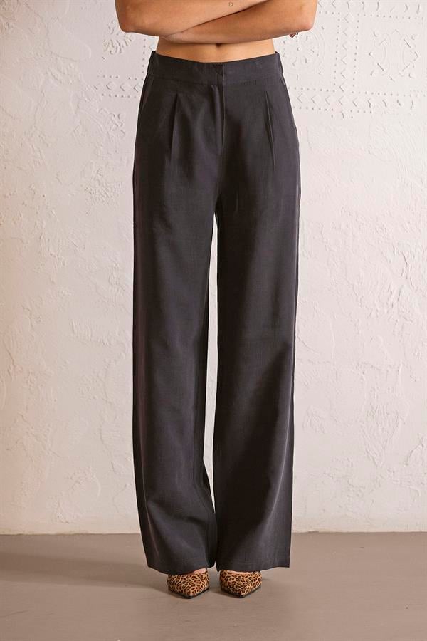 GMG Firenze-Beli Lastikli Pileli Kadın Pantolon-PANTOLON-1-Milagron.com