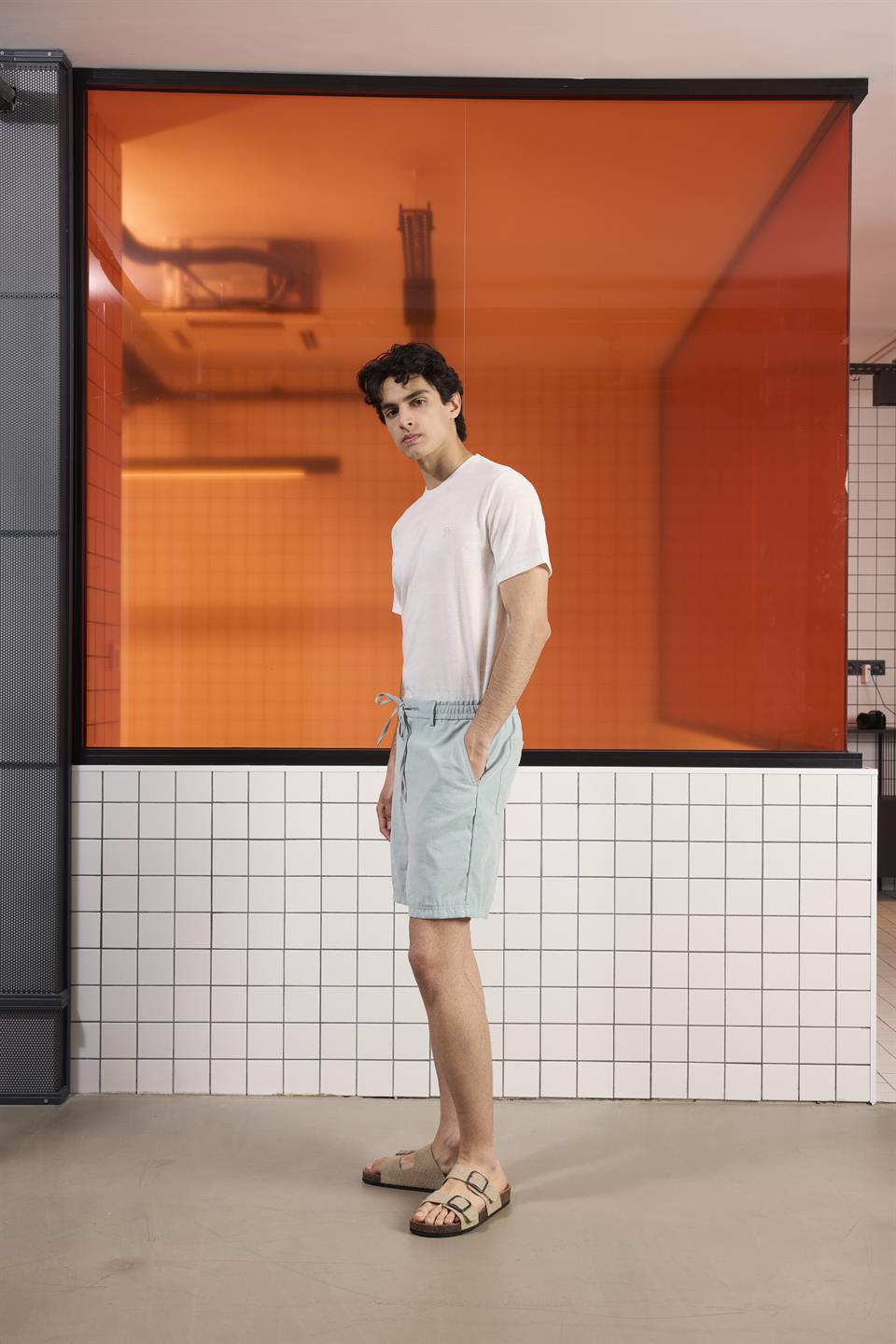 Beli Lastikli Ve Bağcıklı Slim Fit Erkek Şort