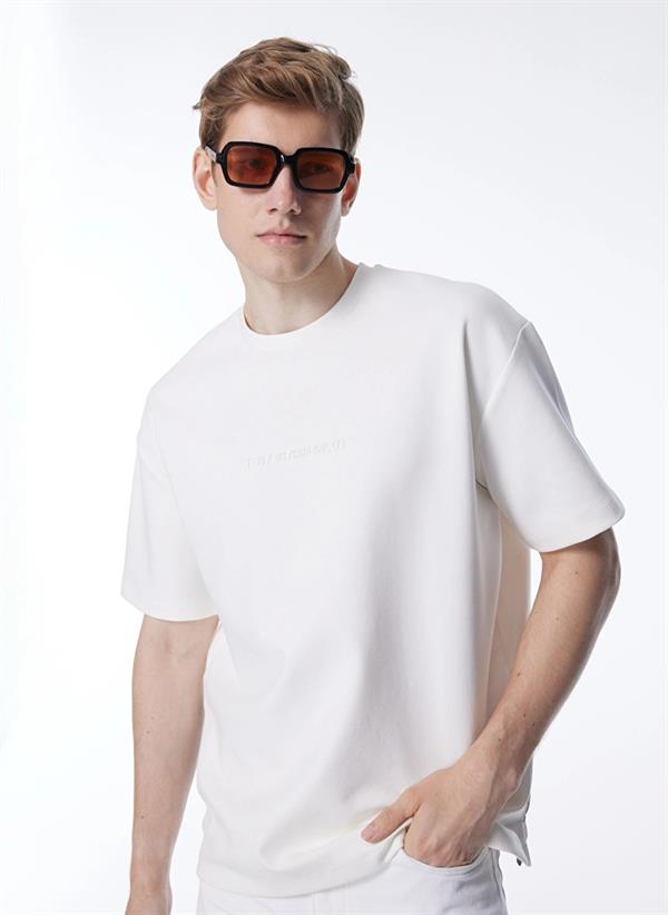 GMG Firenze-Bisiklet Yaka Arka Eteği Garnili Oversize T-Shirt-T-Shirts-4-Milagron.com