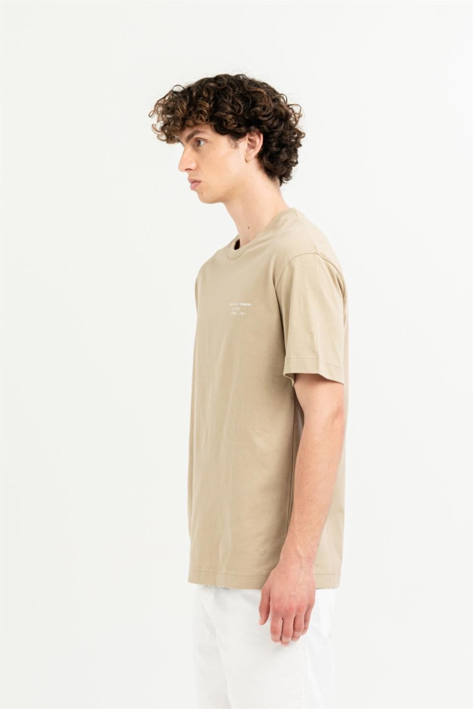 Bisiklet Yaka Baskılı %100 Pamuk Oversize Erkek T-Shirt