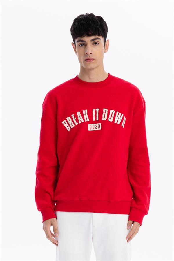 GMG Firenze-Bisiklet Yaka Baskılı %100 Pamuk Polar Erkek Sweatshirt-SWEATSHIRT-1-Milagron.com