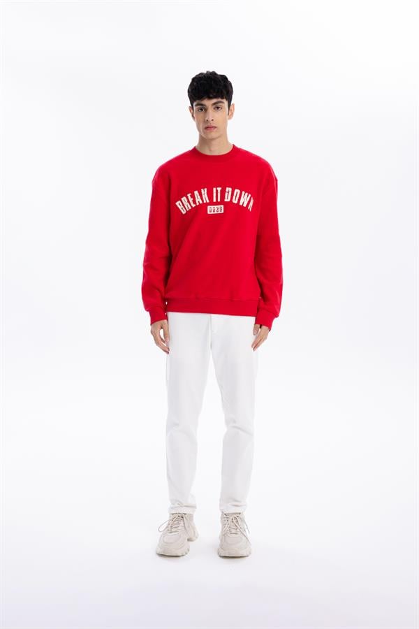 GMG Firenze-Bisiklet Yaka Baskılı %100 Pamuk Polar Erkek Sweatshirt-SWEATSHIRT-6-Milagron.com