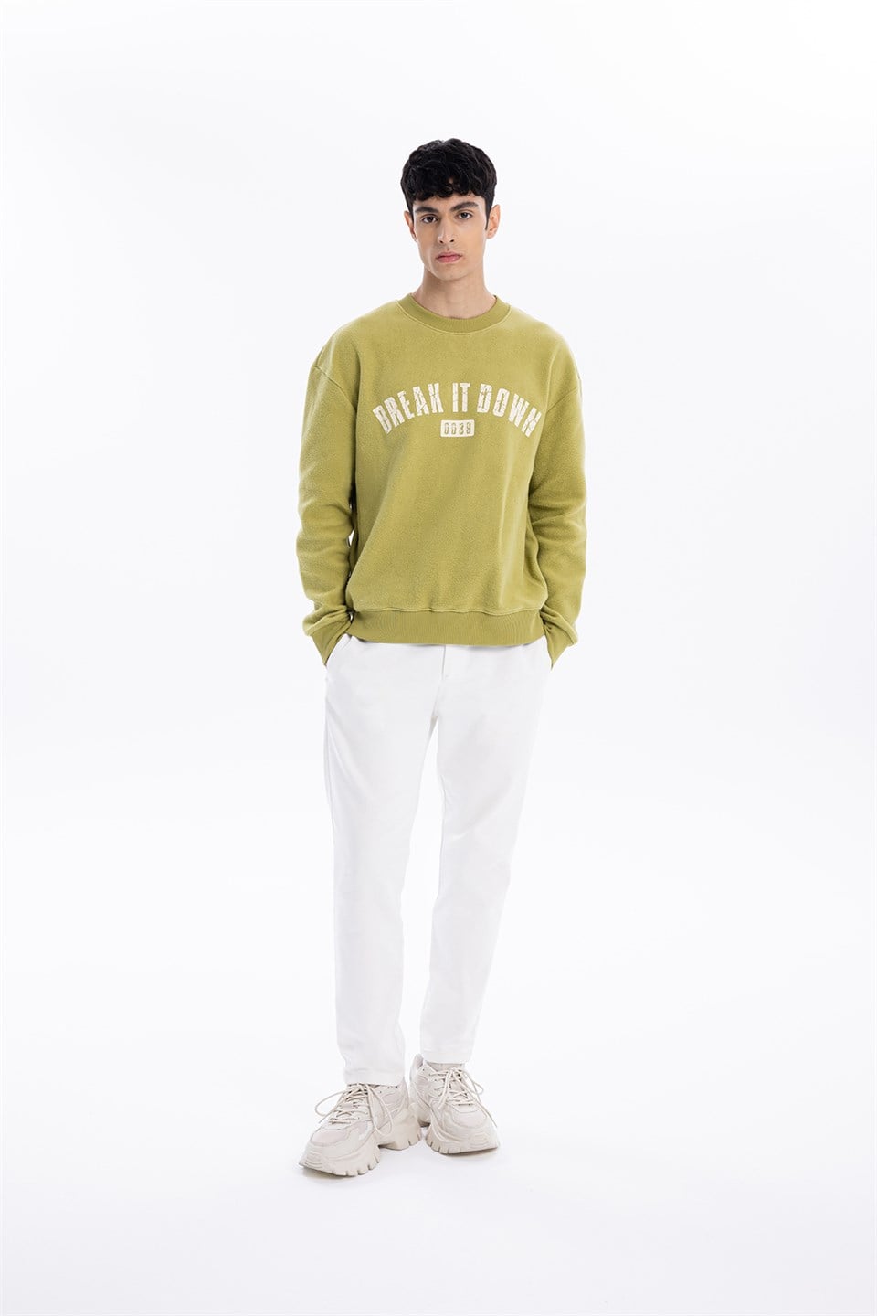 GMG Firenze-Bisiklet Yaka Baskılı %100 Pamuk Polar Erkek Sweatshirt-Winter'26-6-Milagron.com