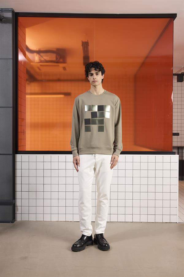 GMG Firenze-Bisiklet Yaka Baskılı Regular Fit Erkek Sweatshirt-SWEATSHIRT-1-Milagron.com