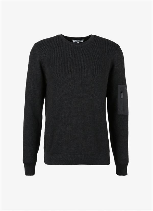 Bisiklet Yaka Cep Detaylı Slim Fit Erkek Kazak