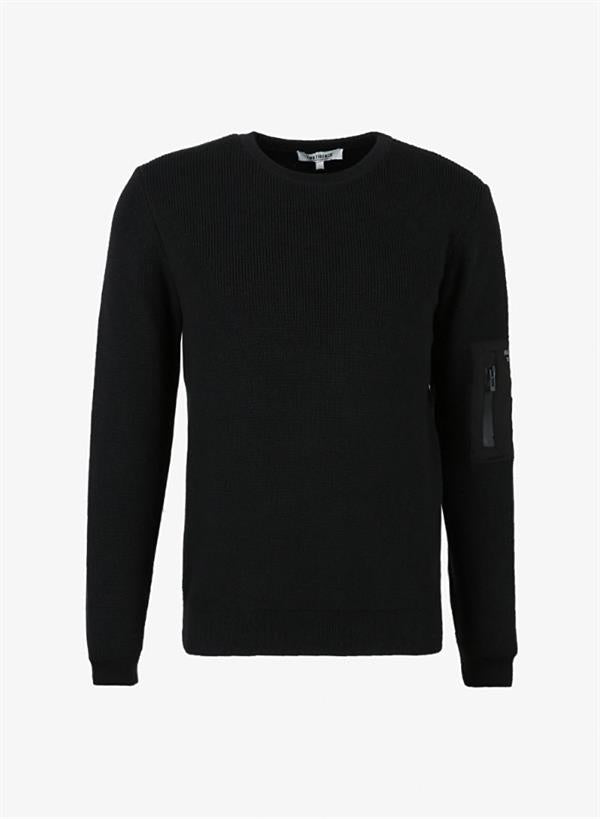 Bisiklet Yaka Cep Detaylı Slim Fit Erkek Kazak