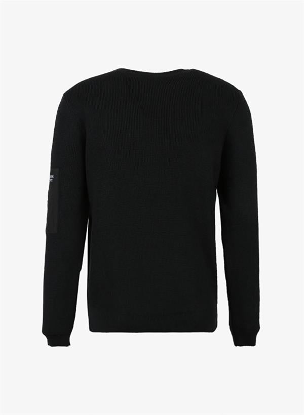 Bisiklet Yaka Cep Detaylı Slim Fit Erkek Kazak