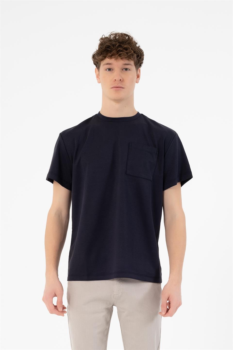 GMG Firenze-Bisiklet Yaka Cepli Modal T-Shirt-T-Shirts-9-Milagron.com